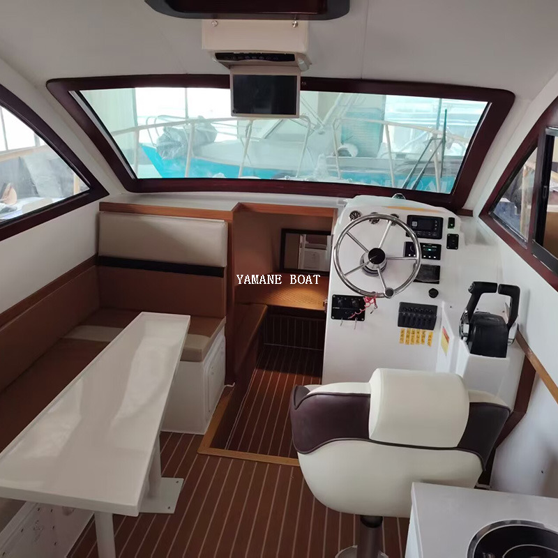 Yate de barco de pesca de fibra de vidrio con cabina completa de 9,5 m