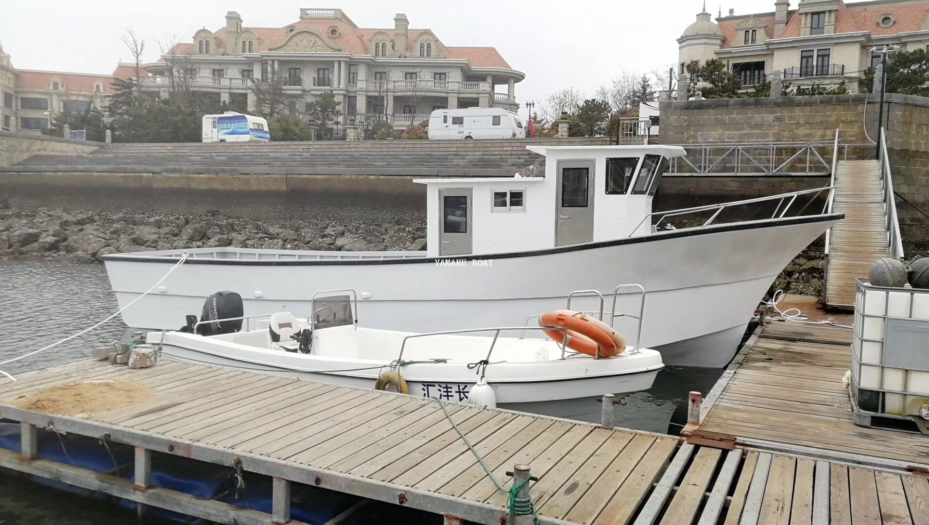 Barco de pesca de camarones de atún de mar de palangre de fibra de vidrio de 12,3 m 