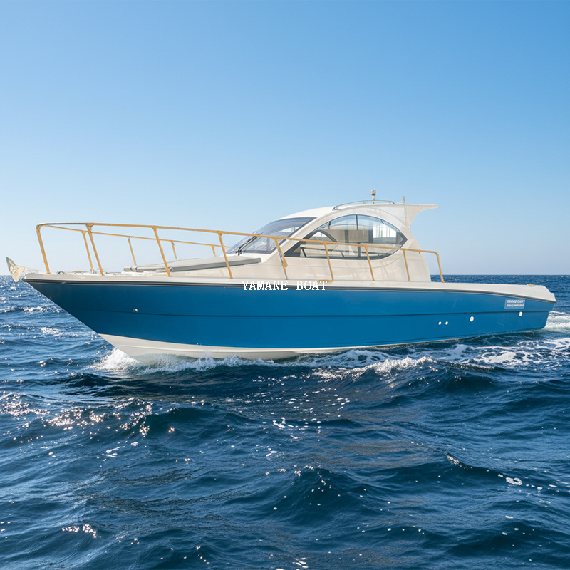 Yate de barco de pesca de fibra de vidrio con cabina completa de 9,5 m