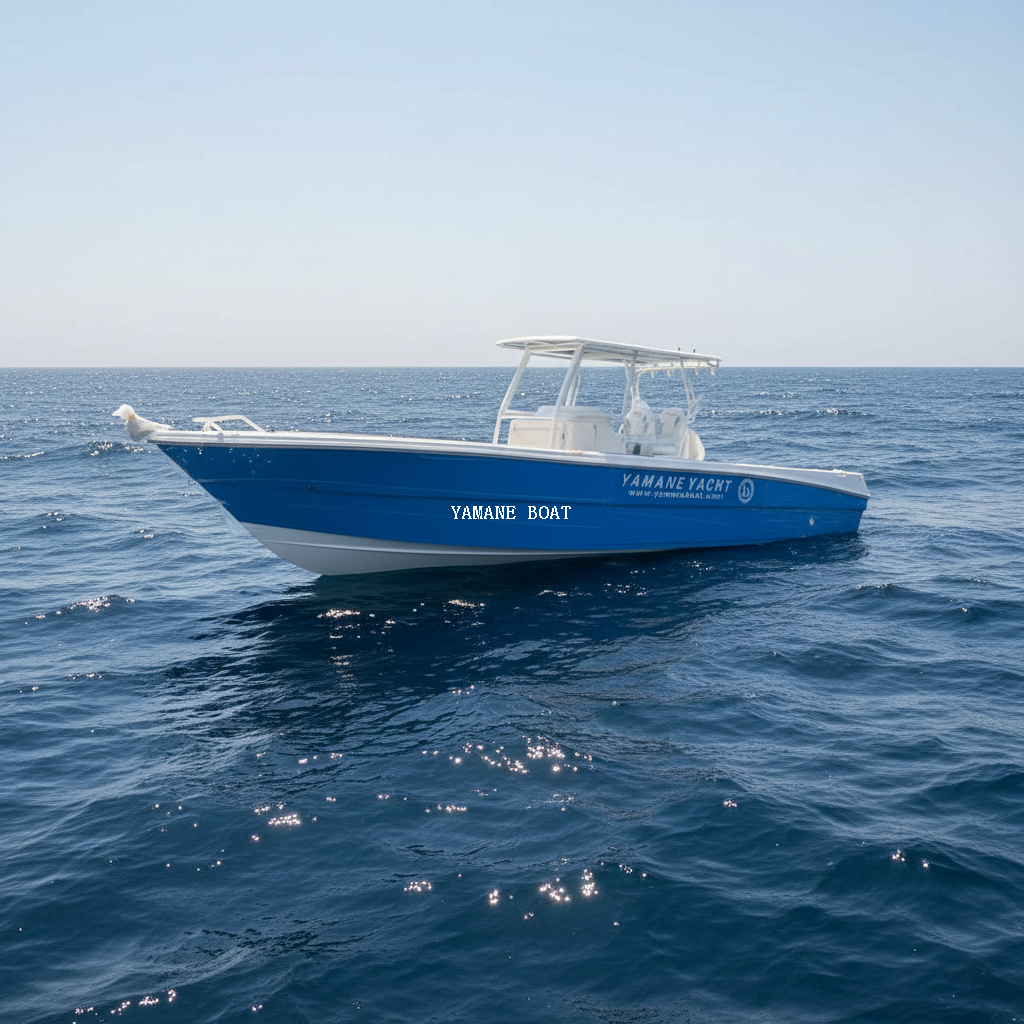 Barco de pesca deportivo con consola central de fibra de vidrio SG950B 9,5 m con techo rígido 