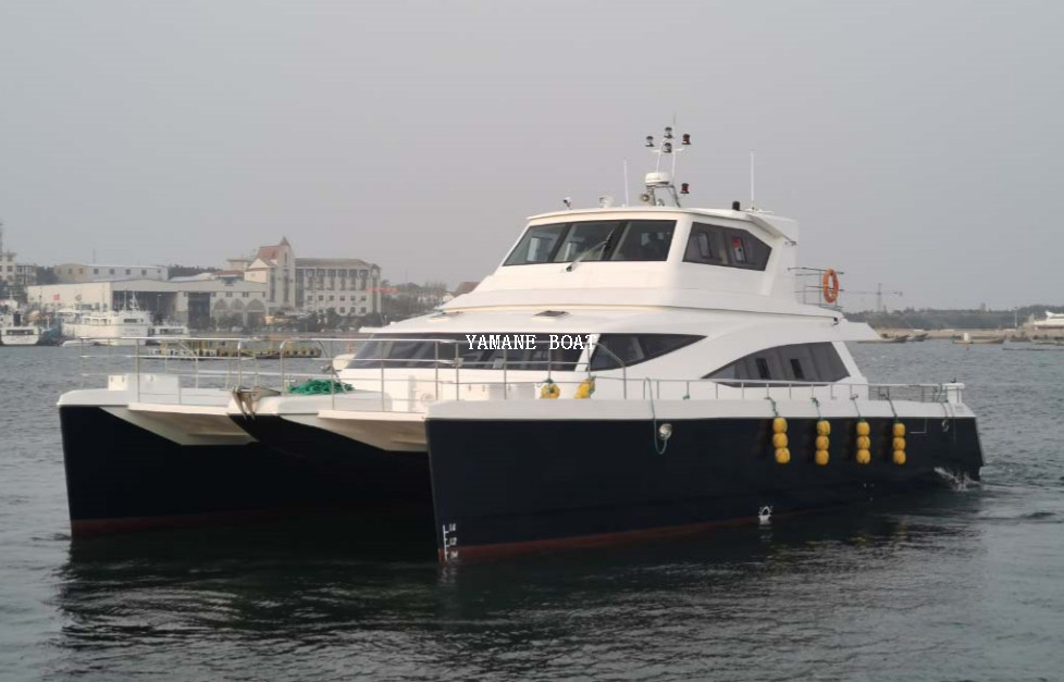 Barco de pasajeros catamarán de fibra de vidrio de lujo de 65 pies para transporte en ferry y fiesta 