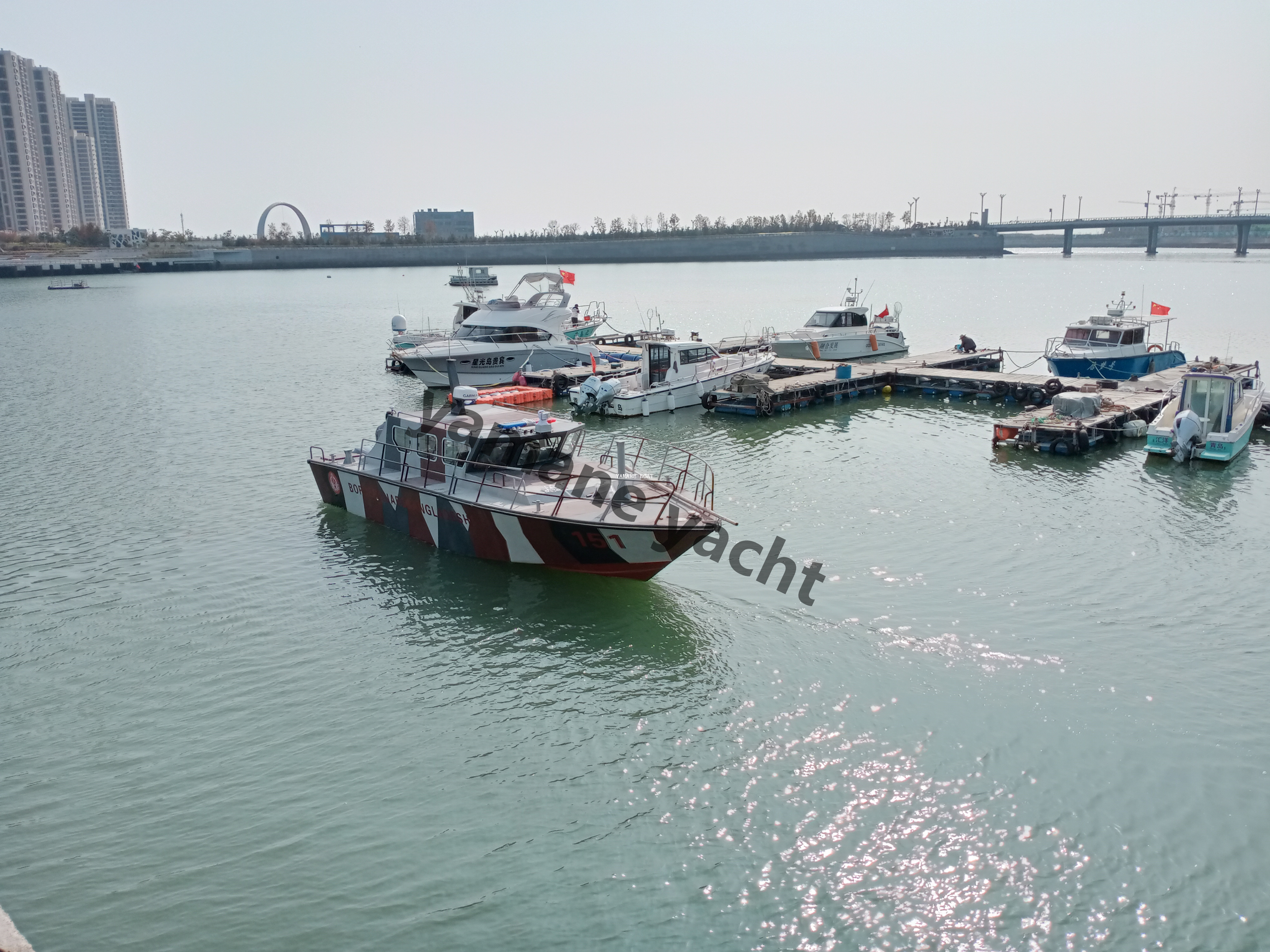 Barco piloto de aluminio con cabina de patrulla de 11,3 m y 36 pies 